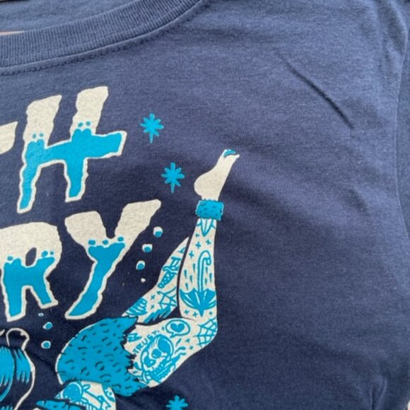 Death or Glory Rockabilly Pin Up Blue Fitted Tee S-M-L-XL-XXL NWT - Picture 4 of 4